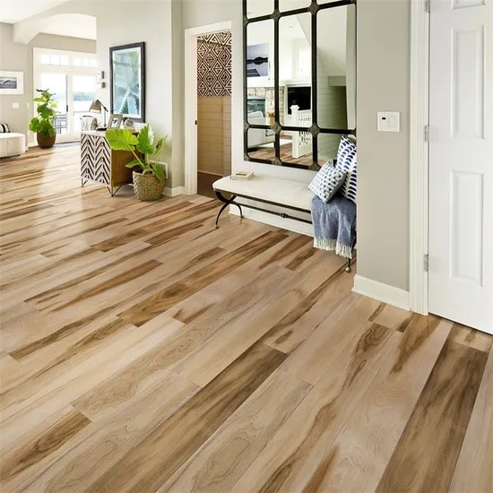 Installed luxury vinyl plank flooring in a bright home